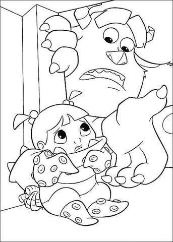 Sulley Tries To Help Boo  Coloring Page